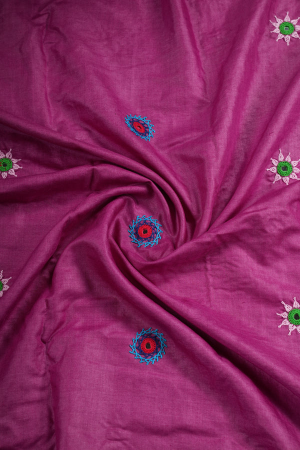 Tusser Silk Lambani Saree | Pink Handcrafted Heavy Embroidered Saree