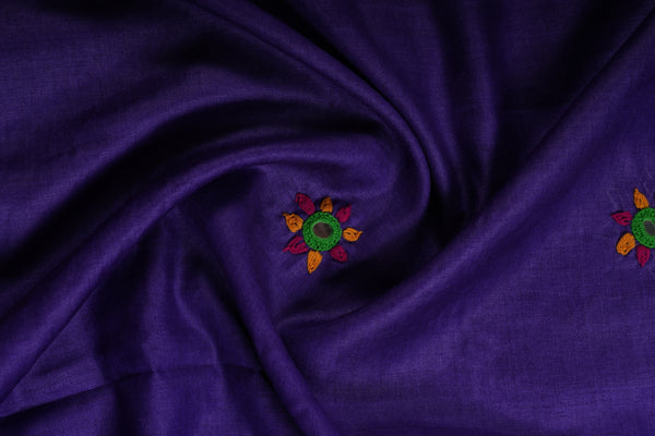 Tusser Silk Lambani Saree | Royal Purple Handcrafted Embroidered Saree