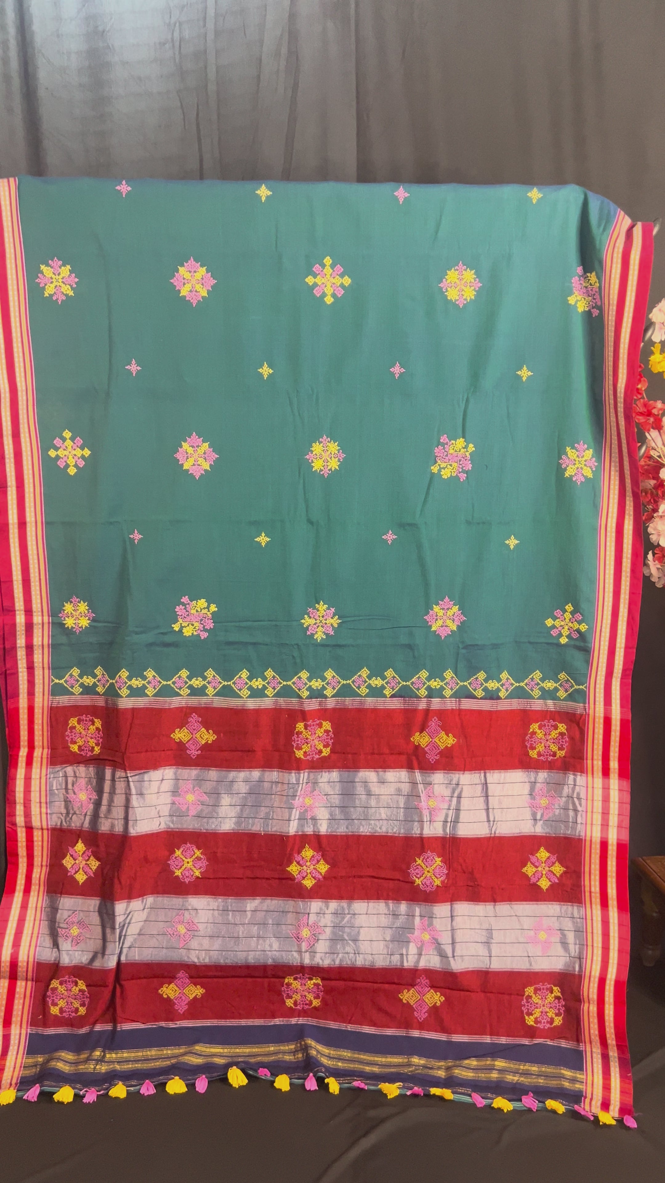Handmade Kasuti Embroidered Pure Cotton Saree